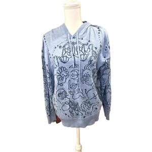 Happy Sheep Hoodie with Zodiac Print, Small (oversized)